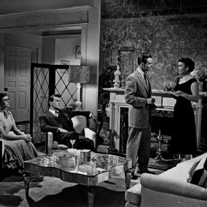 ALL THAT HEAVEN ALLOWS, from left: Gloria Talbott, Rock Hudson, William Reynolds, Jane Wyman, 1955