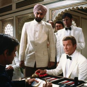 OCTOPUSSY, Louis Jourdan, Kabir Bedi, Roger Moore, 1983. (c) MGM.