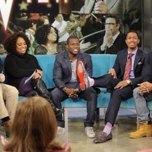 The View, from left: Joe Scarborough, Sherri Shepherd, Kevin Hart, Nick Cannon, Nelly, 08/11/1997, ©ABC
