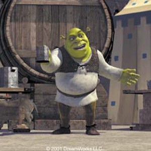 Shrek (MIKE MYERS) prepares an unusual toast for the citizens of Duloc in DreamWorks Pictures' computer animated comedy SHREK. photo 9