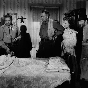 HILLS OF UTAH, second, third, fourth and fifth from left: Gene Autry, Onslow Stevens, Donna Martell, William Fawcett, 1951