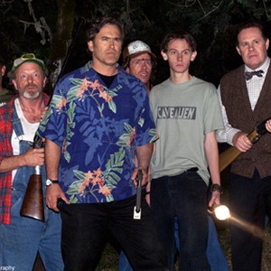 Bruce Campbell as himself, with townspeople, in "My Name Is Bruce."