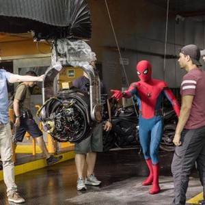 SPIDER-MAN: HOMECOMING, FROM LEFT, DIRECTOR JON WATTS,  TOM HOLLAND, ON-SET, 2017. PH: CHUCK ZLOTNICK. ©COLUMBIA PICTURES