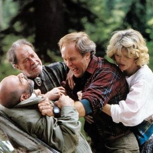 HARRY AND THE HENDERSONS, from left: David Suchet, Don Ameche, John Lithgow, Melinda Dillon,  1987. ©Universal