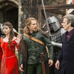 Doctor Who, Season 8, Episode 3, Clara (Jenna Coleman), Robin (Tom Riley), and the Doctor (Peter Capaldi)
