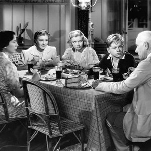 YOU'RE ONLY YOUNG ONCE, from left, Sara Haden, Fay Holden, Cecilia Parker, Mickey Rooney, Lewis Stone, 1937