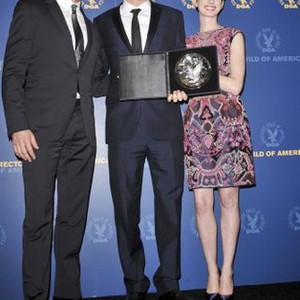 Hugh Jackman, Tom Hooper, Anne Hathaway in the press room for The 65th Annual Directors Guild of America (DGA) Award - Press Room, Ray Dolby Ballroom at Hollywood & Highland, Los Angeles, CA February 2, 2013. Photo By: Elizabeth Goodenough/Everett Collecti