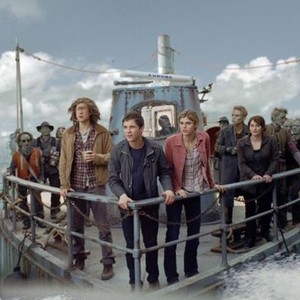 PERCY JACKSON: SEA OF MONSTERS, foreground from left: Douglas Smith (plaid shirt), Logan Lerman, Alexandra Daddario, Leven Rambin (right, both hands on the railing), 2013. TM & copyright ©20th Century Fox Film Corp. All rights reserved