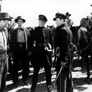 SANTA FE TRAIL, Van Heflin, Alan Baxter, Ronald Reagan, Errol Flynn, Raymond Massey, 1940