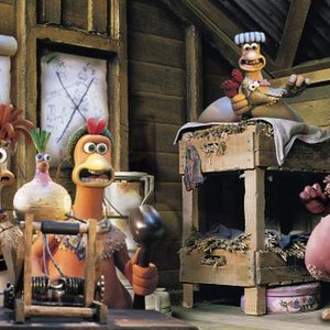 CHICKEN RUN, 2000 (l to r) Mac (Lynn Ferguson) Ginger (Julia Sawalha), Babs (Jane Horrocks), Bunty (Imelda Staunton). Ginger explains escape plan.