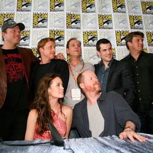 Firefly, from left: Adam Baldwin, Alan Tudyk, Summer Glau, Tim Minear, Joss Whedon, Sean Maher, Nathan Fillion, 09/20/2002, ©SCIENCECHANNEL