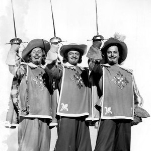 THE THREE MUSKETEERS, Robert Coote, Van Heflin, Gig Young, 1948