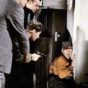 ALGIERS, from left: Stanley Fields, Charles Boyer, Johnny Downs, Gene Lockhart (on floor), 1938
