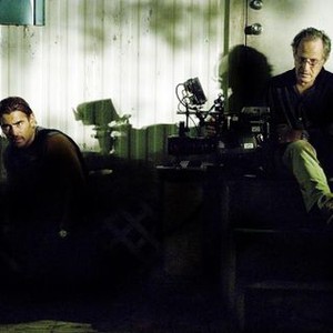 MIAMI VICE, Colin Farrell, Director Michael Mann, on set, 2006, (c) Universal