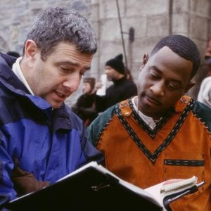 BLACK KNIGHT, Director Gil Junger, Martin Lawrence on the set, 2001, TM & Copyright (c) 20th Century Fox Film Corp. All rights reserved.