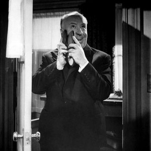 PSYCHO, Alfred Hitchcock, clowning around on-set, 1960