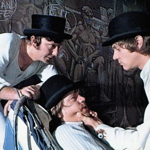 A CLOCKWORK ORANGE, from left, James Marcus, Warren Clarke, Malcolm McDowell, 1971