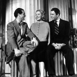 MR. SMITH GOES TO WASHINGTON, director Frank Capra, Jean Arthur, James Stewart on set, 1939