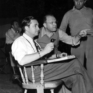 MADAME CURIE, director Mervyn LeRoy, cinematographer Joseph Ruttenberg on set, 1943
