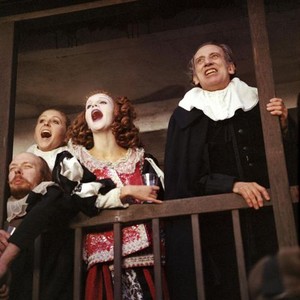 THE DEVILS, bottom left: Brian Murphy, center: Georgina Hale, far right: Max Adrian, 1971.