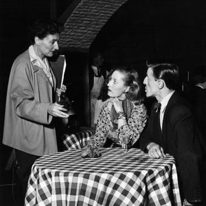 STREET CORNER, from left: director Muriel Box, Anne Crawford, Michael Medwin on set, 1953