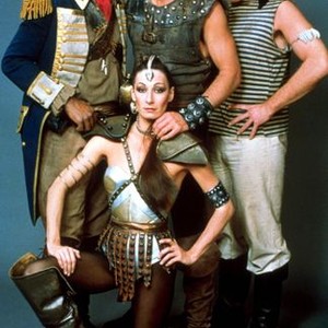 THE ICE PIRATES, standing from left: Michael D. Roberts, Robert Urich, Ron Perlman, Anjelica Huston (kneeling), 1984. © MGM