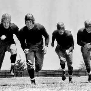 KNUTE ROCKNE ALL AMERICAN, from left: William Marshall, Owen Davis Jr, Kane Richmond, William Byrne, 1940