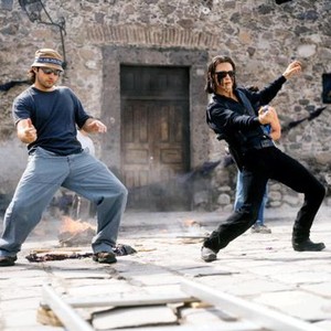 ONCE UPON A TIME IN MEXICO, Director Robert Rodriguez, Johnny Depp on the set,  2003, (c) Columbia