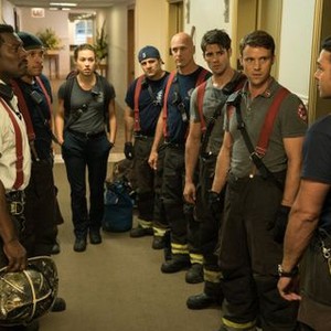 Chicago Fire, from left: Eamonn Walker, Joe Minoso, Randy Flagler, Steven R. McQueen, Jesse Spencer, 'I Walk Away', Season 4, Ep. #3, 10/27/2015, ©NBC
