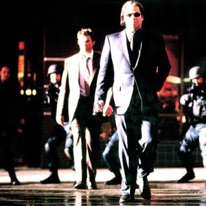 SWORDFISH, John Travolta (front), Hugh Jackman (center), 2001, © Warner Brothers