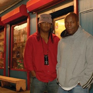 On the set of the film "Illegal Tender."