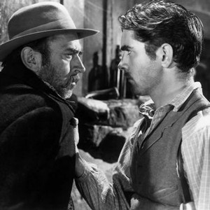 JESSE JAMES, from left: Arthur Aylesworth, Tyrone Power as Jesse James, 1939. TM & copyright ©20th Century Fox Film Corp. All rights reserved
