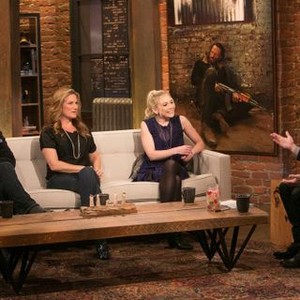 Talking Dead, Emily Kinney (L), John Barrowman (C), Ana Gasteyer (R), Slabtown, Season 4, Ep. #4, 11/2/2014, ©AMC