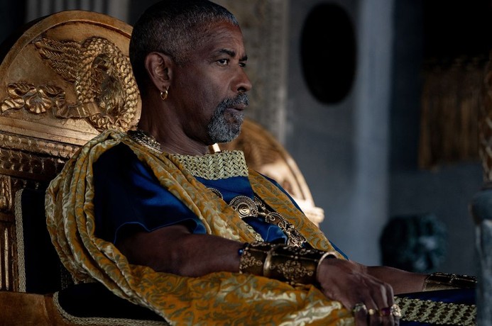 Macrinus (Denzel Washington), in "Gladiator II." (Paramount Pictures)