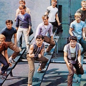 WEST SIDE STORY, left row: David Winters (front), Tucker Smith (second from top), right row: Tony Mordante (front), Eliot Feld (center), 1961