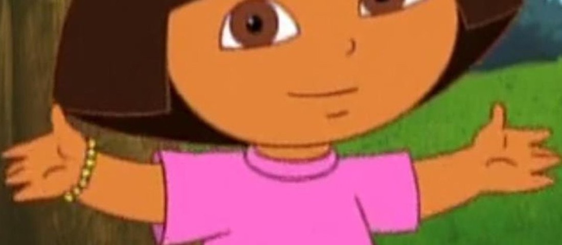 Meme of dora the explorer with a chad face