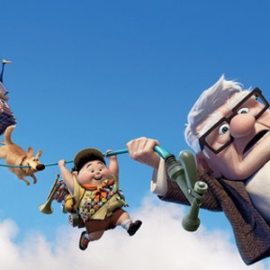 (L-R) Dug, Russell and Carl in "Up."