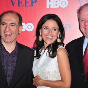 Armando Iannucci, Julia Louis-Dreyfus, Frank Rich at arrivals for VEEP Series Premiere on HBO, Time Warner Screening Room, New York, NY April 10, 2012. Photo By: Gregorio T. Binuya/Everett Collection