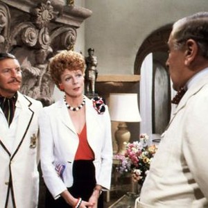EVIL UNDER THE SUN, from left: Denis Quilley, Maggie Smith, Peter Ustinov, 1982, © Universal