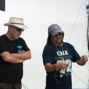 DOLPHIN TALE 2, from left: director Charles Martin Smith, cinematographer Daryn Okada, on set, 2014. ph: Wilson Webb/©Warner Bros. Pictures