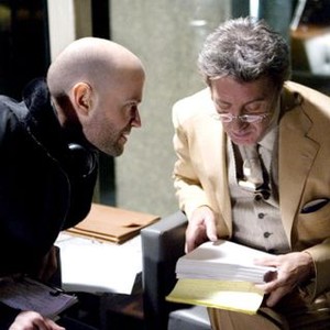 STRANGER THAN FICTION, director Marc Forster, Dustin Hoffman, on set, 2006. (c) Sony Pictures
