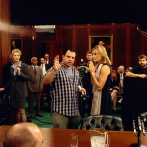 THE CONTENDER, Joan Allen, director Rod Lurie, Mariel Hemingway on set,  2000.