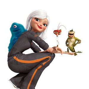MONSTERS VS. ALIENS, from left: B.O.B. (voice: Seth Rogen), Ginormica (voice: Reese Witherspoon), Dr. Cockroach, Ph.D (voice: Hugh Laurie), The Missing Link (voice: Will Arnett), 2009. ©Paramount