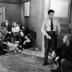 BLUES IN THE NIGHT, from left, Billy Halop, Peter Whitney, Jack Carson, Priscilla Lane, Elia Kazan, Richard Whorf, Lloyd Nolan, 1941