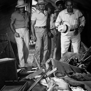 CREATURE FROM THE BLACK LAGOON, from left: Richard Denning, Richard Carlson, Whit Bissell, Nestor Paiva, Antonio Moreno, 1954