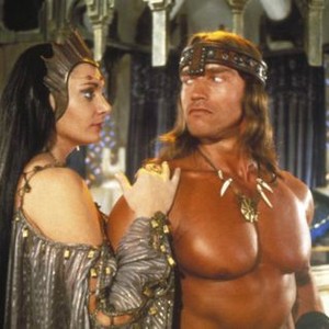 CONAN THE DESTROYER, from left: Sarah Douglas, Arnold Schwarzenegger, 1984,...