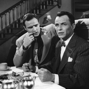 GUYS AND DOLLS, Marlon Brando, Frank Sinatra, 1955, restaurant