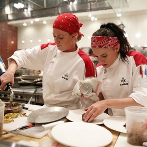 Hell's Kitchen, Kristin Barone (L), Ashley Nickell (R), 12 Chefs Compete, Season 15, Ep. #6, 2/17/2016, ©FOX