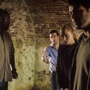 Zoo, from left: Nonso Anozie, James Wolk, Nora Arnezeder, Simon Kassianides, 06/30/2015, ©CBS
