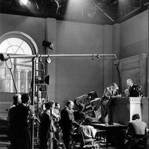 MISSION TO MOSCOW, Michael Curtiz directs Oscar Homolka on set, 1943